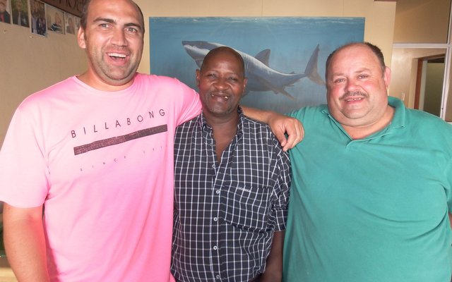 Die bestuurspan en kapteins, met vlnr Boetie Hart (Gansbaai), Wayne (Helderstroom), Marc (Bredasdorp) en Lindly (Caledon)